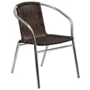 Flash Furniture TLH-ALUM-32SQ-020CHR2-GG 31 1/2" Square Patio Table & (2) Brown Rattan Arm Chair Set - Stainless Top, Aluminum Base thumbnail 3