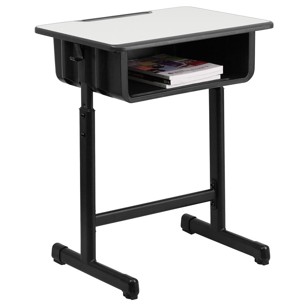 Flash Furniture YU-YCY-046-GG Student Desk w/ Book Box & Pencil Groove - Gray Laminate Top,  Black Steel Frame
