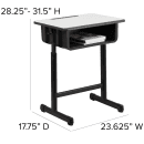 Flash Furniture YU-YCY-046-GG Student Desk w/ Book Box & Pencil Groove - Gray Laminate Top,  Black Steel Frame thumbnail 2