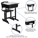 Flash Furniture YU-YCX-046-09010-GG Student Desk w/ Plastic Chair - Gray Laminate Top, Black Steel Frame thumbnail 3