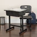 Flash Furniture YU-YCX-046-09010-GG Student Desk w/ Plastic Chair - Gray Laminate Top, Black Steel Frame thumbnail 8