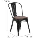 Flash Furniture CH-31230-BK-WD-GG Stacking Side Chair w/ Vertical Slat Back & Wood Seat - Steel, Black thumbnail 2