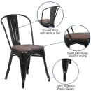 Flash Furniture CH-31230-BK-WD-GG Stacking Side Chair w/ Vertical Slat Back & Wood Seat - Steel, Black thumbnail 6