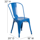 Flash Furniture CH-31230-BL-GG Stacking Side Chair w/ Vertical Slat Back - Steel, Blue thumbnail 2