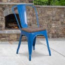 Flash Furniture CH-31230-BL-WD-GG Stacking Side Chair w/ Vertical Slat Back & Wood Seat - Steel, Blue thumbnail 5