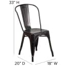 Flash Furniture CH-31230-BQ-GG Stacking Side Chair w/ Vertical Slat Back - Steel, Black & Antique Gold thumbnail 2