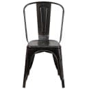 Flash Furniture CH-31230-BQ-GG Stacking Side Chair w/ Vertical Slat Back - Steel, Black & Antique Gold thumbnail 5