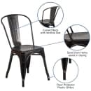 Flash Furniture CH-31230-BQ-GG Stacking Side Chair w/ Vertical Slat Back - Steel, Black & Antique Gold thumbnail 6