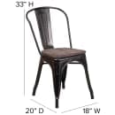 Flash Furniture CH-31230-BQ-WD-GG Stacking Side Chair w/ Vertical Slat Back & Wood Seat - Steel, Black & Antique Gold thumbnail 2