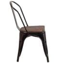Flash Furniture CH-31230-BQ-WD-GG Stacking Side Chair w/ Vertical Slat Back & Wood Seat - Steel, Black & Antique Gold thumbnail 3