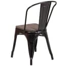 Flash Furniture CH-31230-BQ-WD-GG Stacking Side Chair w/ Vertical Slat Back & Wood Seat - Steel, Black & Antique Gold thumbnail 4