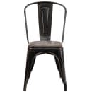 Flash Furniture CH-31230-BQ-WD-GG Stacking Side Chair w/ Vertical Slat Back & Wood Seat - Steel, Black & Antique Gold thumbnail 5