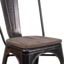 Flash Furniture CH-31230-BQ-WD-GG Stacking Side Chair w/ Vertical Slat Back & Wood Seat - Steel, Black & Antique Gold thumbnail 7