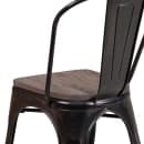 Flash Furniture CH-31230-BQ-WD-GG Stacking Side Chair w/ Vertical Slat Back & Wood Seat - Steel, Black & Antique Gold thumbnail 8