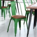 Flash Furniture CH-31230-GN-PL1T-GG Stacking Chair w/ Vertical Slat Back & Wood Seat - Steel, Green thumbnail 3