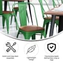 Flash Furniture CH-31230-GN-PL1T-GG Stacking Chair w/ Vertical Slat Back & Wood Seat - Steel, Green thumbnail 5