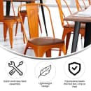 Flash Furniture CH-31230-OR-PL1T-GG Stacking Chair w/ Vertical Slat Back & Wood Seat - Steel, Orange thumbnail 5