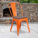Flash Furniture CH-31230-OR-WD-GG Stacking Side Chair w/ Vertical Slat Back & Wood Seat - Steel, Orange thumbnail 10