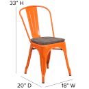 Flash Furniture CH-31230-OR-WD-GG Stacking Side Chair w/ Vertical Slat Back & Wood Seat - Steel, Orange thumbnail 2