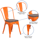 Flash Furniture CH-31230-OR-WD-GG Stacking Side Chair w/ Vertical Slat Back & Wood Seat - Steel, Orange thumbnail 6