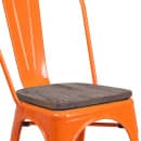 Flash Furniture CH-31230-OR-WD-GG Stacking Side Chair w/ Vertical Slat Back & Wood Seat - Steel, Orange thumbnail 7