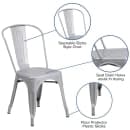 Flash Furniture CH-31230-SIL-GG Stacking Side Chair w/ Vertical Slat Back - Steel, Silver thumbnail 6