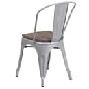 Flash Furniture CH-31230-SIL-WD-GG Stacking Side Chair w/ Vertical Slat Back & Wood Seat - Steel, Silver thumbnail 4