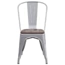 Flash Furniture CH-31230-SIL-WD-GG Stacking Side Chair w/ Vertical Slat Back & Wood Seat - Steel, Silver thumbnail 5