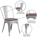 Flash Furniture CH-31230-SIL-WD-GG Stacking Side Chair w/ Vertical Slat Back & Wood Seat - Steel, Silver thumbnail 6