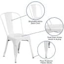 Flash Furniture CH-31230-WH-GG Stacking Side Chair w/ Vertical Slat Back - Steel, White thumbnail 6