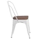 Flash Furniture CH-31230-WH-WD-GG Stacking Side Chair w/ Vertical Slat Back & Wood Seat - Steel, White thumbnail 3