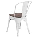 Flash Furniture CH-31230-WH-WD-GG Stacking Side Chair w/ Vertical Slat Back & Wood Seat - Steel, White thumbnail 4