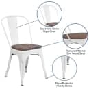 Flash Furniture CH-31230-WH-WD-GG Stacking Side Chair w/ Vertical Slat Back & Wood Seat - Steel, White thumbnail 6