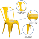 Flash Furniture CH-31230-YL-GG Stacking Side Chair w/ Vertical Slat Back - Steel, Yellow thumbnail 6
