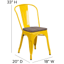 Flash Furniture CH-31230-YL-WD-GG Stacking Side Chair w/ Vertical Slat Back & Wood Seat - Steel, Yellow thumbnail 2