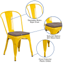 Flash Furniture CH-31230-YL-WD-GG Stacking Side Chair w/ Vertical Slat Back & Wood Seat - Steel, Yellow thumbnail 6