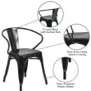 Flash Furniture CH-31270-BK-GG Armchair w/ Vertical Slat Back - Steel, Black thumbnail 6