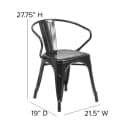 Flash Furniture CH-31270-BK-PL1B-GG Stacking Armchair w/ Vertical Slat Back & Wood Seat - Steel, Black thumbnail 2