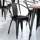 Flash Furniture CH-31270-BK-PL1B-GG Stacking Armchair w/ Vertical Slat Back & Wood Seat - Steel, Black thumbnail 3