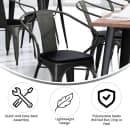 Flash Furniture CH-31270-BK-PL1B-GG Stacking Armchair w/ Vertical Slat Back & Wood Seat - Steel, Black thumbnail 5
