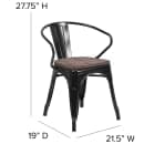 Flash Furniture CH-31270-BK-WD-GG Stacking Armchair w/ Vertical Slat Back & Wood Seat - Steel, Black thumbnail 2
