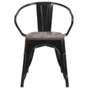 Flash Furniture CH-31270-BK-WD-GG Stacking Armchair w/ Vertical Slat Back & Wood Seat - Steel, Black thumbnail 5