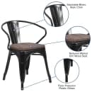 Flash Furniture CH-31270-BK-WD-GG Stacking Armchair w/ Vertical Slat Back & Wood Seat - Steel, Black thumbnail 6