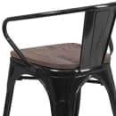 Flash Furniture CH-31270-BK-WD-GG Stacking Armchair w/ Vertical Slat Back & Wood Seat - Steel, Black thumbnail 8