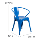 Flash Furniture CH-31270-BL-PL1C-GG Stacking Armchair w/ Vertical Slat Back & Wood Seat - Steel, Teal Blue thumbnail 2
