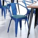Flash Furniture CH-31270-BL-PL1C-GG Stacking Armchair w/ Vertical Slat Back & Wood Seat - Steel, Teal Blue thumbnail 3