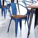 Flash Furniture CH-31270-BL-PL1T-GG Stacking Armchair w/ Vertical Slat Back & Wood Seat - Steel, Blue thumbnail 3