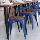 Flash Furniture CH-31270-BL-PL1T-GG Stacking Armchair w/ Vertical Slat Back & Wood Seat - Steel, Blue thumbnail 4