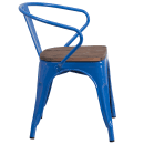 Flash Furniture CH-31270-BL-WD-GG Stacking Armchair w/ Vertical Slat Back & Wood Seat - Steel, Blue thumbnail 2