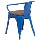 Flash Furniture CH-31270-BL-WD-GG Stacking Armchair w/ Vertical Slat Back & Wood Seat - Steel, Blue thumbnail 3